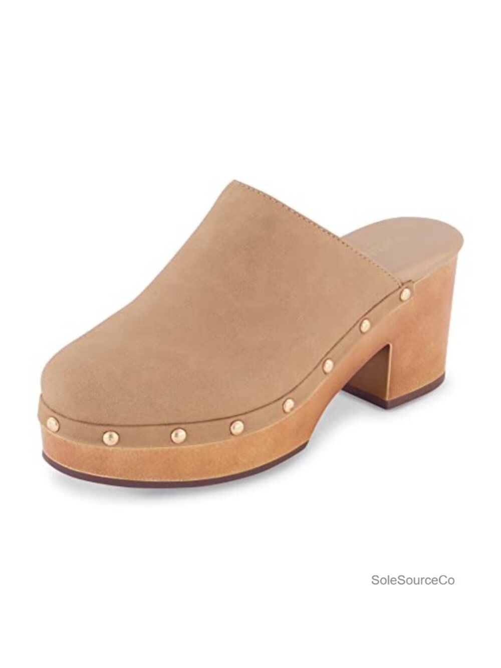 Cushionaire Gibbons Faux Wood Clog Vegan Nubuck Memory Foam 3in Heel Wide Width